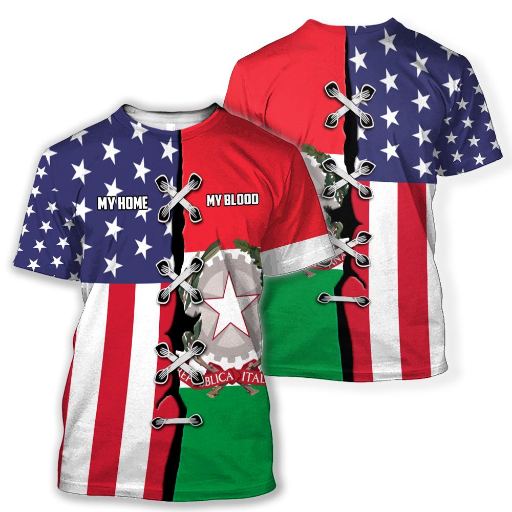 Italy Hoodie Italy Flag American Flag My Blood My Home T-shirt Hoodie Adult Colorful Unisex
