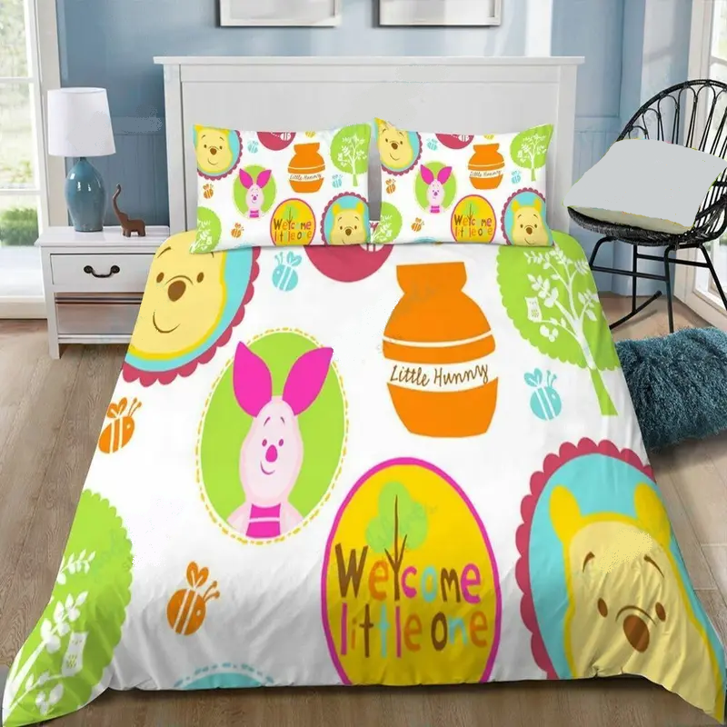WTP Bedding Set DN Pooh And Friends Welcome Little One Duvet Covers Colorful Unique Gift