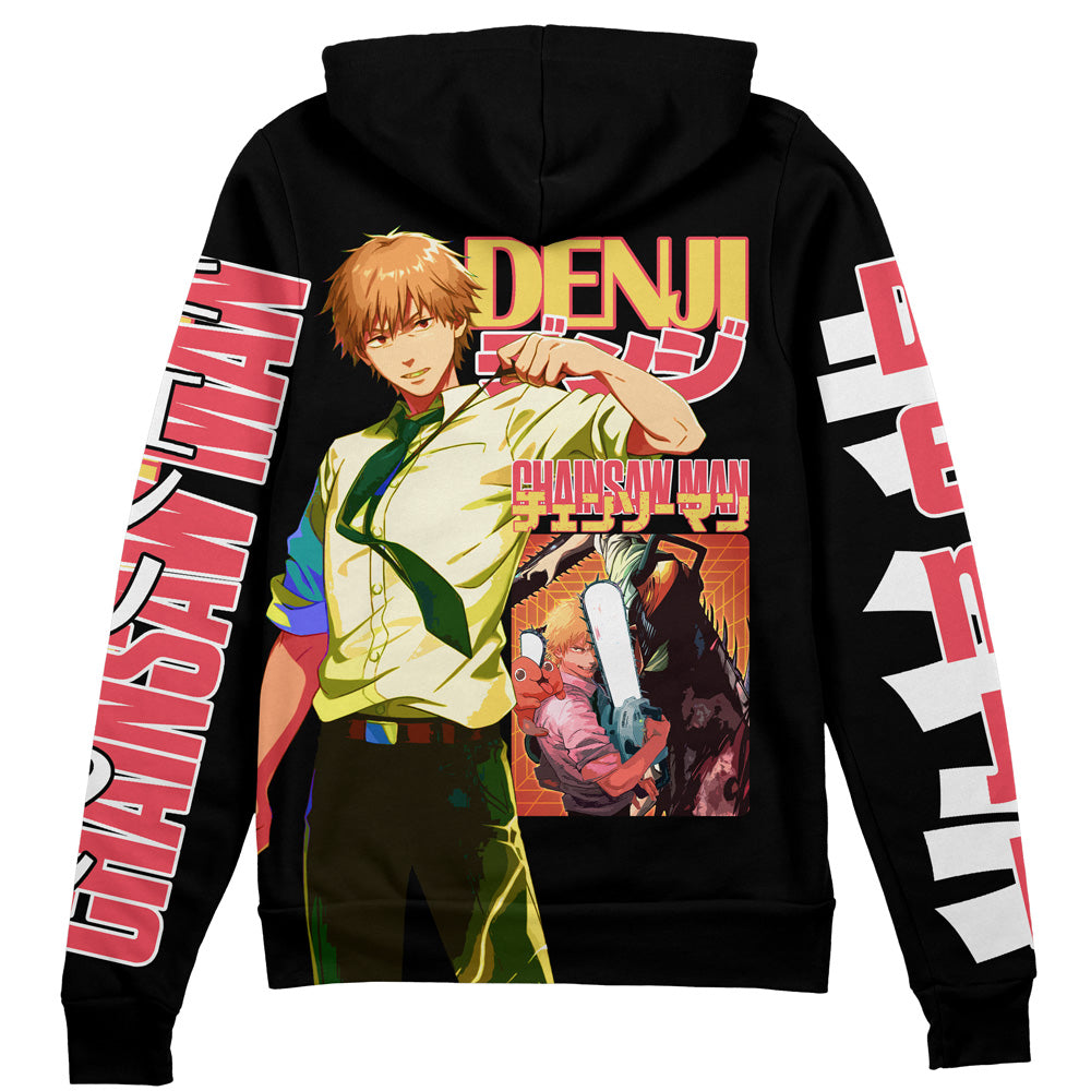 Chainsaw Man Zip Hoodie Denji Main Character Chainsaw Man Zip Hoodie Black Unisex