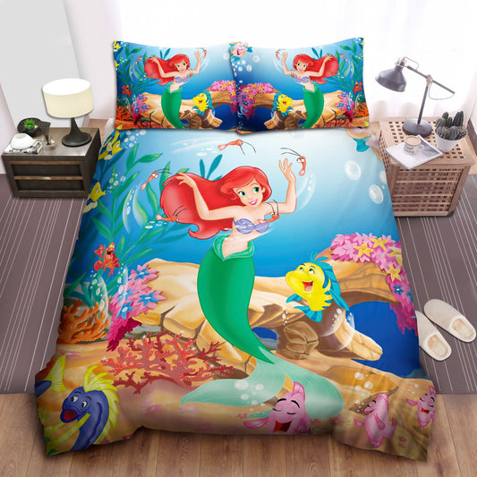 Little Mermaid Bedding Set DN Ariel The Little Mermaid In The Ocean Duvet Covers Blue Unique Gift