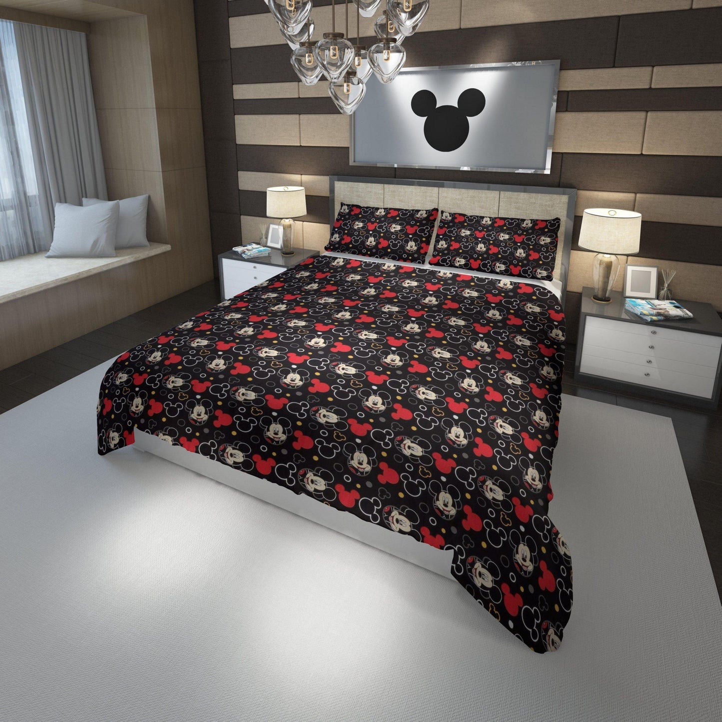 MM Bedding Set DN MM Head Ears Symbol Pattern Duvet Covers Black Unique Gift