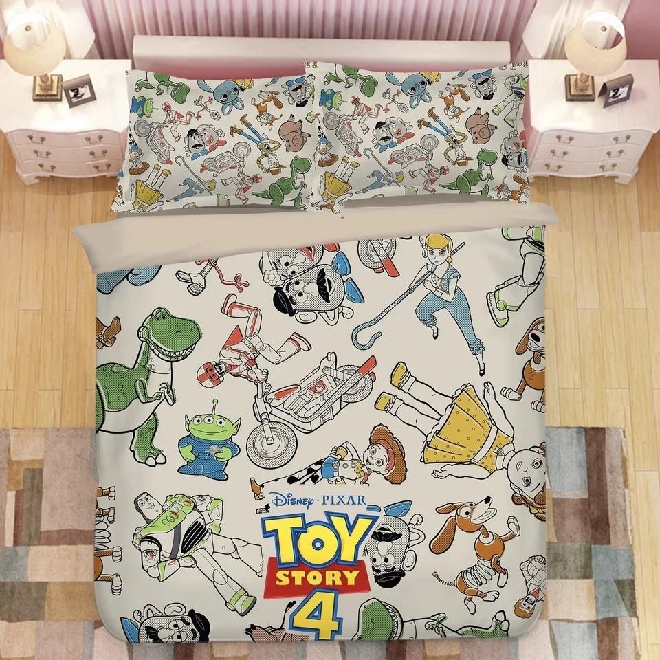 Toy Story Bedding Set DN Toy Story 4 Chacracters Pattern Duvet Covers White Unique Gift