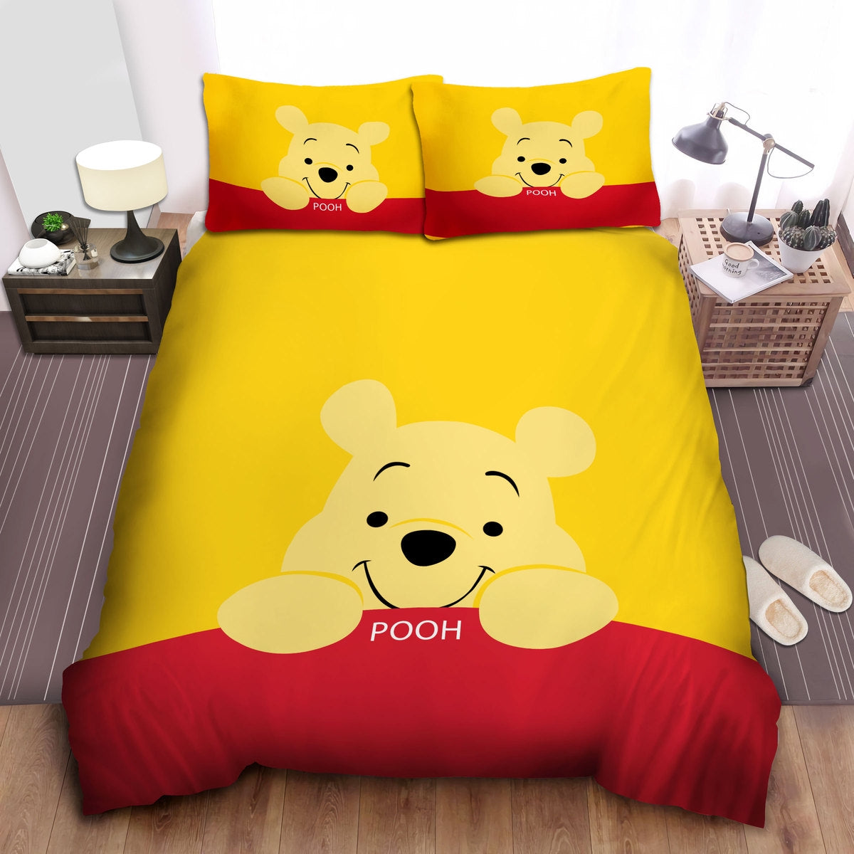 WTP Bedding Set DN Pooh Face And Color Duvet Covers Yellow Red Unique Gift