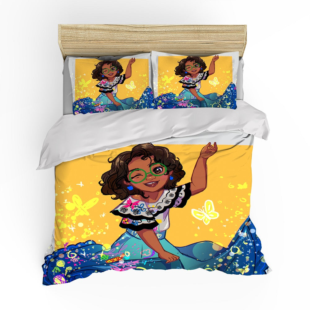 Encanto Bedding Set DN Mirabel Madrigal And Butterflies Graphic Duvet Covers Yellow Unique Gift