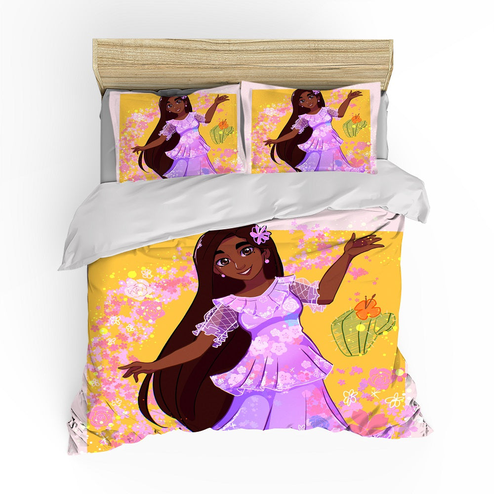 Encanto Bedding Set DN Isabela Madrigal And Flowers Graphic Duvet Covers Pink Yellow Unique Gift