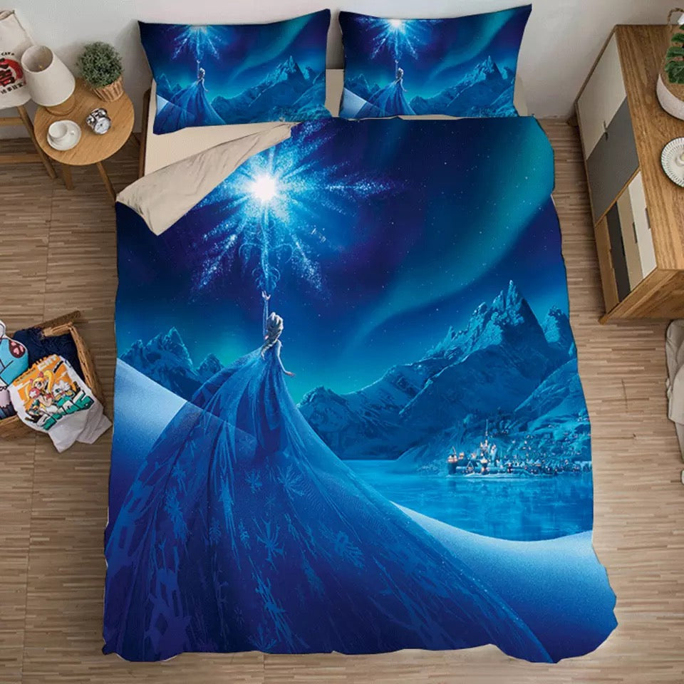 Frozen Bedding Set Elsa Princess Magic Duvet Covers Blue Unique Gift