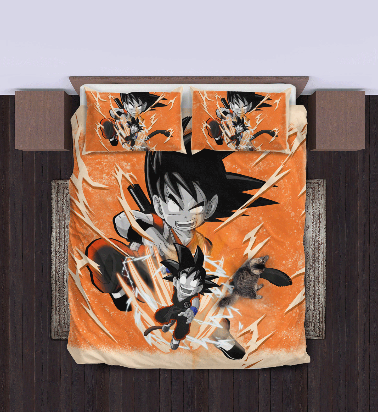 Dragon Ball Bedding Set Goku Kid Fighting Pose Duvet Covers Orange Unique Gift