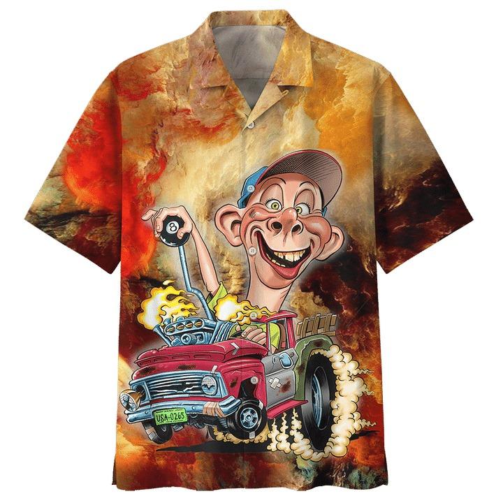 Hot Rod Hawaiian Shirt Driving Hot Rod Animation Hawaii Aloha Shirt