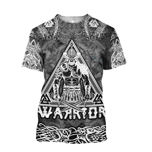 Viking T-shirt Viking Warrior Valknut Symbol Pattern Norse Tattoo Art T-shirt Vikingg Hoodie Adult Full Size