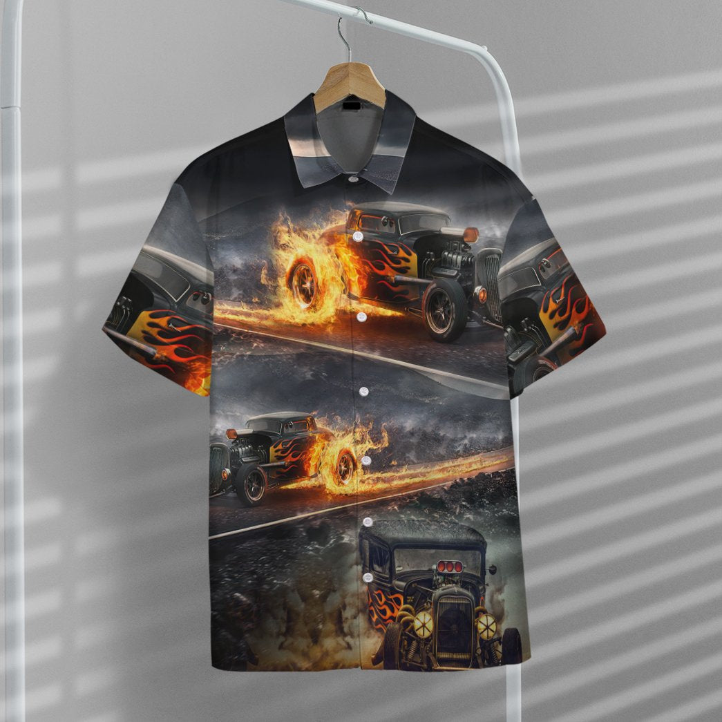 Hot Rod Hawaiian Shirt Firing Hot Rod Black Hawaii Aloha Shirt