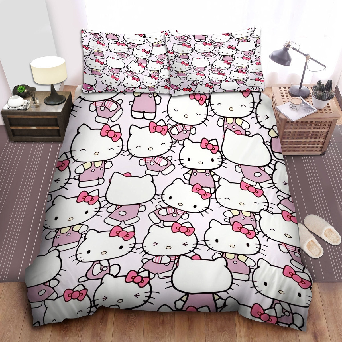 Hello Kitty Bedding Set Hello Kitty Cute Patterns Duvet Covers Pink Unique Gift