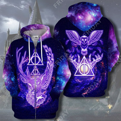 Unifinz HP T-shirt Deathly Hallows Deer And Owl Galaxy T-shirt Awesome High Quality HP Hoodie Sweater Tank 2023