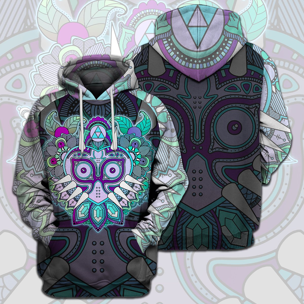 Unifinz Legend Of Zelda T-shirt Green Blue Majora's Mask Mandala T-shirt Legend Of Zelda Hoodie Legend Of Zelda Tank 2022