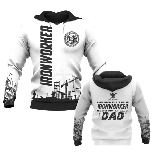Unifinz Father Ironworker Hoodie Father's Day Gift Ironworker Dad White Cool High Quality Hoodie Father Apparel 2023