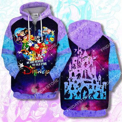 Unifinz DN T-shirt We Are Never Too Old For Disney T-shirt Awesome High Quality DN Hoodie Sweater Tank 2023