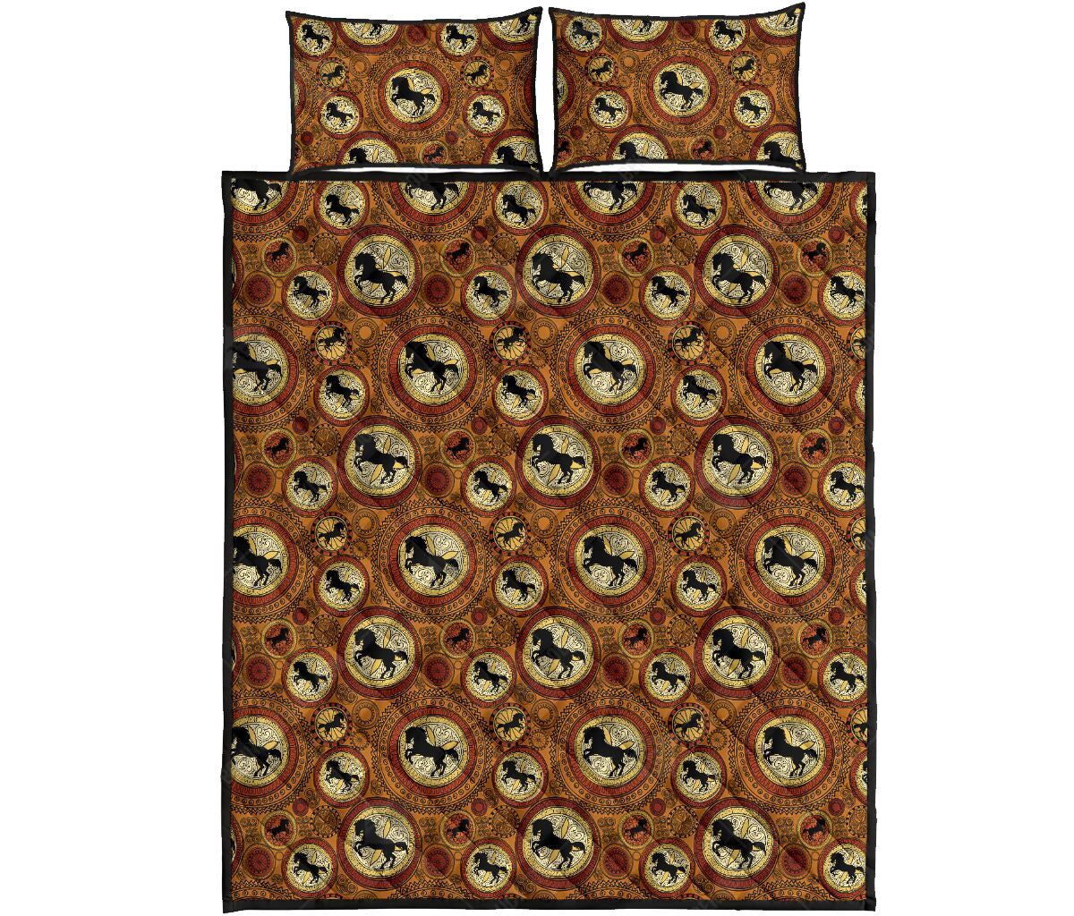 Horse Bedding Set Horse Abstract Ethnic Circle Geometric Duvet Covers Brown Unique Gift