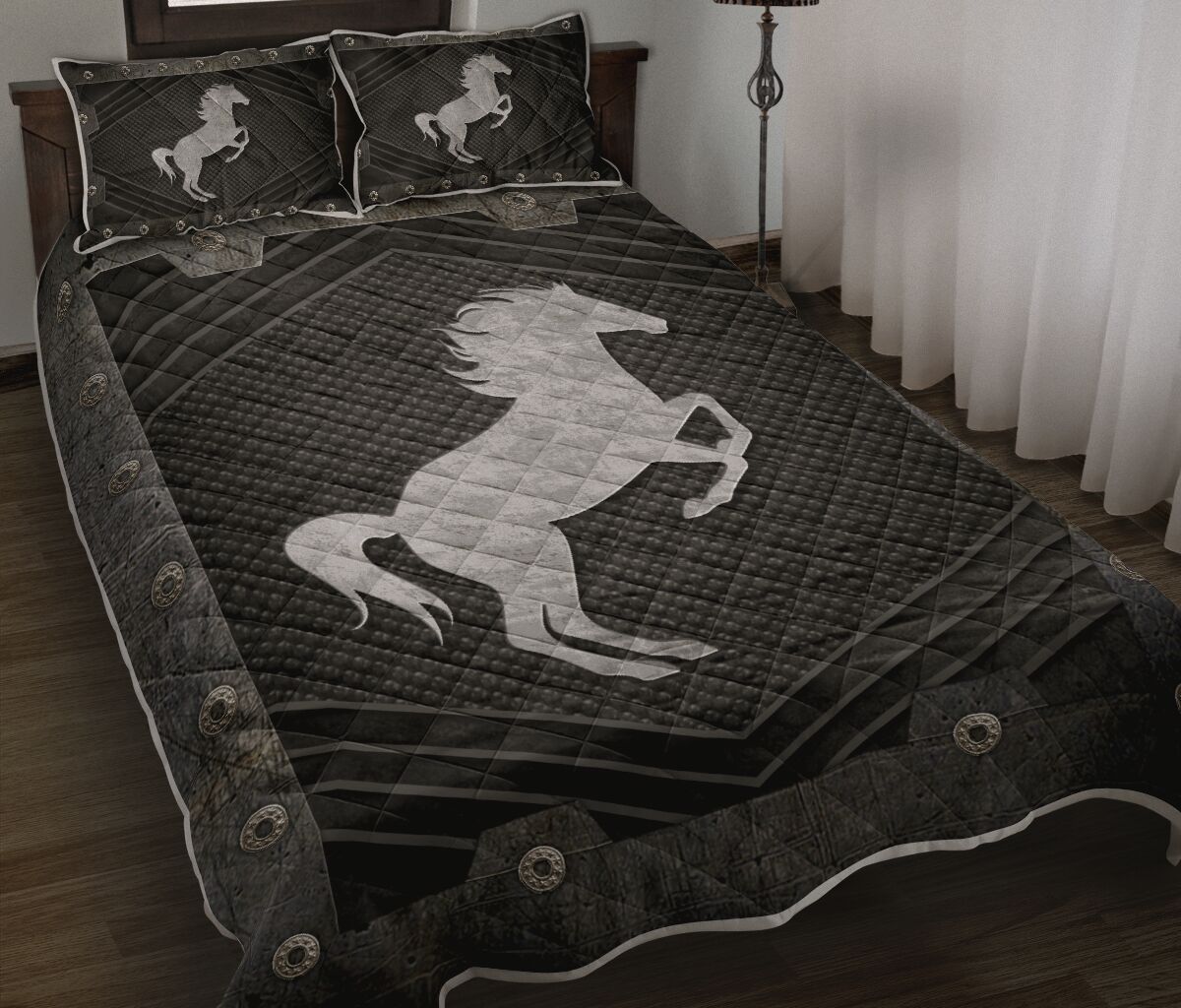Horse Bedding Set Horse Metal Dirty Pattern Duvet Covers Black White Unique Gift