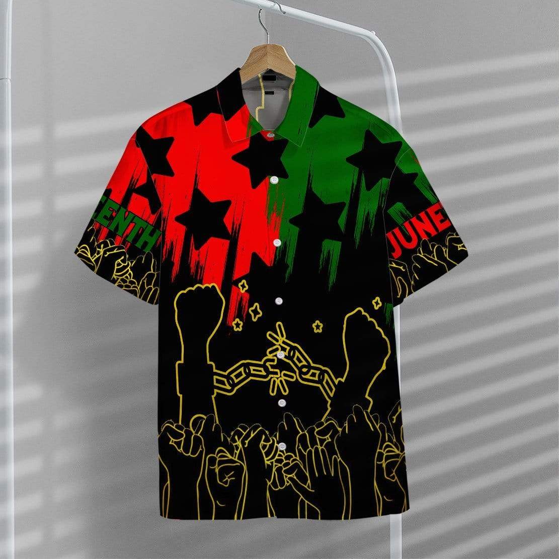 Unifinz Juneteenth Hawaiian Shirt Break The Chain Black Red Green Hawaii Aloha Shirt 2022
