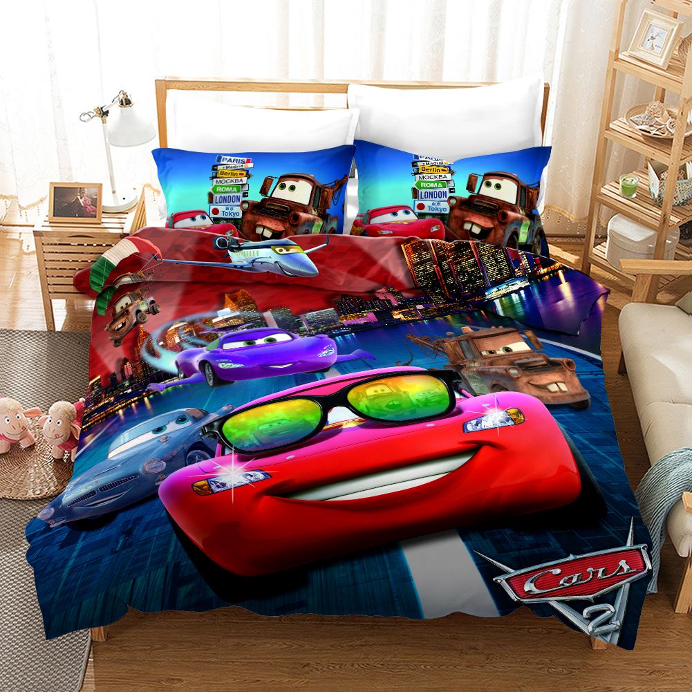 Cars Bedding Set DN Lightning Mcqueen Cars Mater Graphic Duvet Covers Colorful Unique Gift