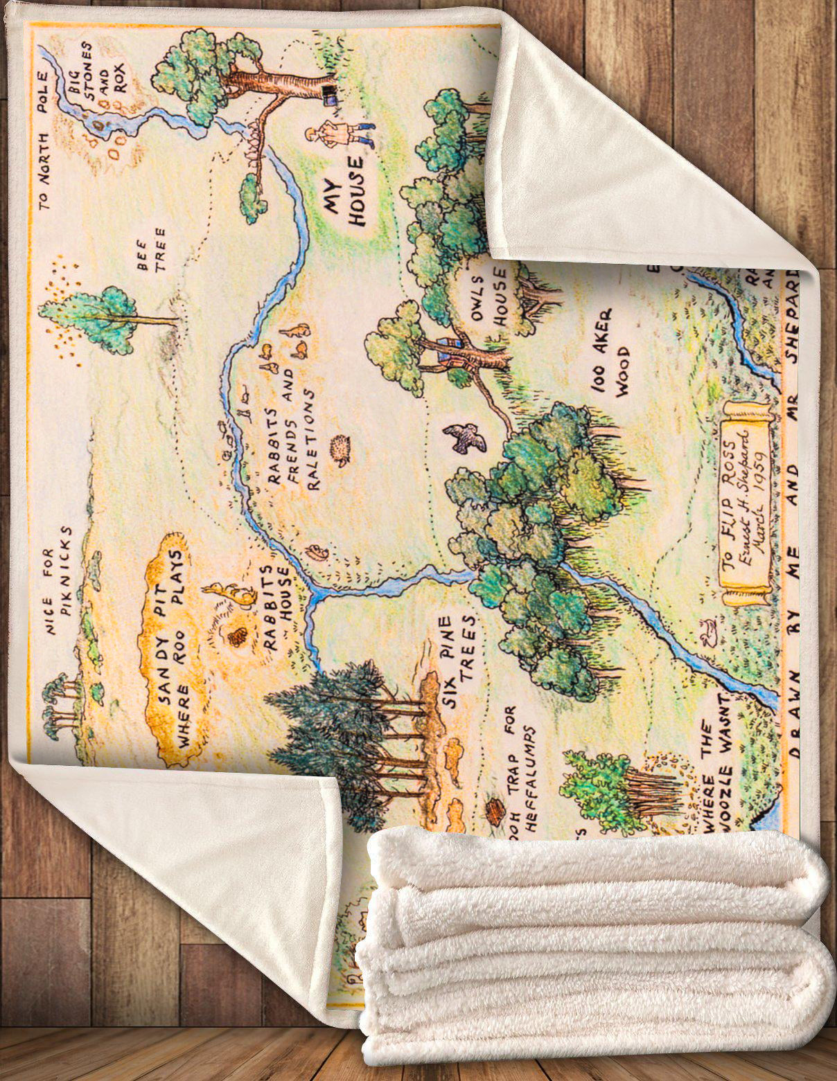 Unifinz DN WTP Blanket Pooh Wood Map Blanket Cute WTP Blanket 2023