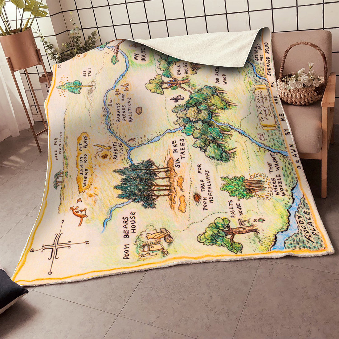 Unifinz DN WTP Blanket Pooh Wood Map Blanket Cute WTP Blanket 2024