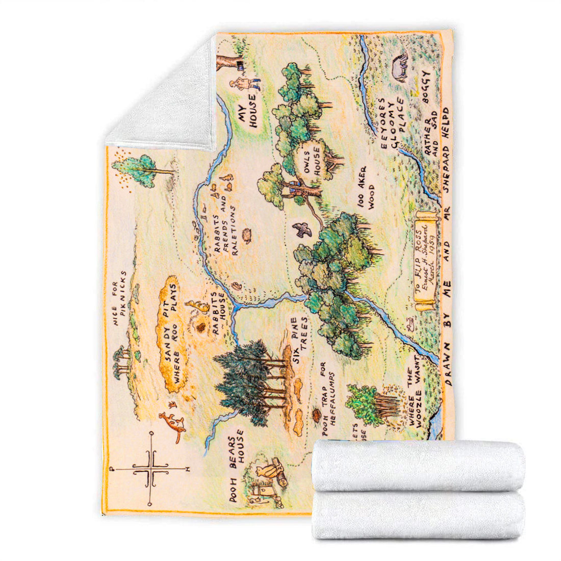 Unifinz DN WTP Blanket Pooh Wood Map Blanket Cute WTP Blanket 2025