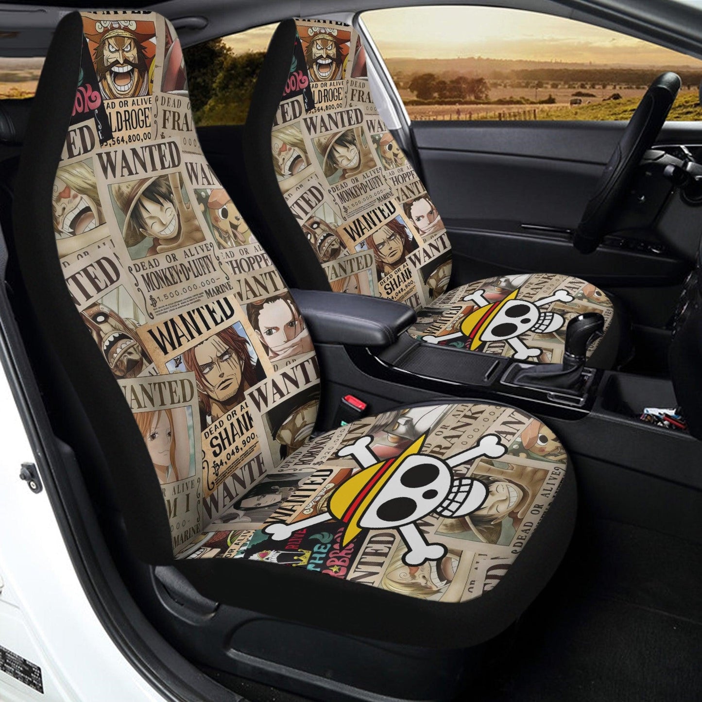 One Piece Car Seat Covers Main Character Wanted Posters Seat Covers