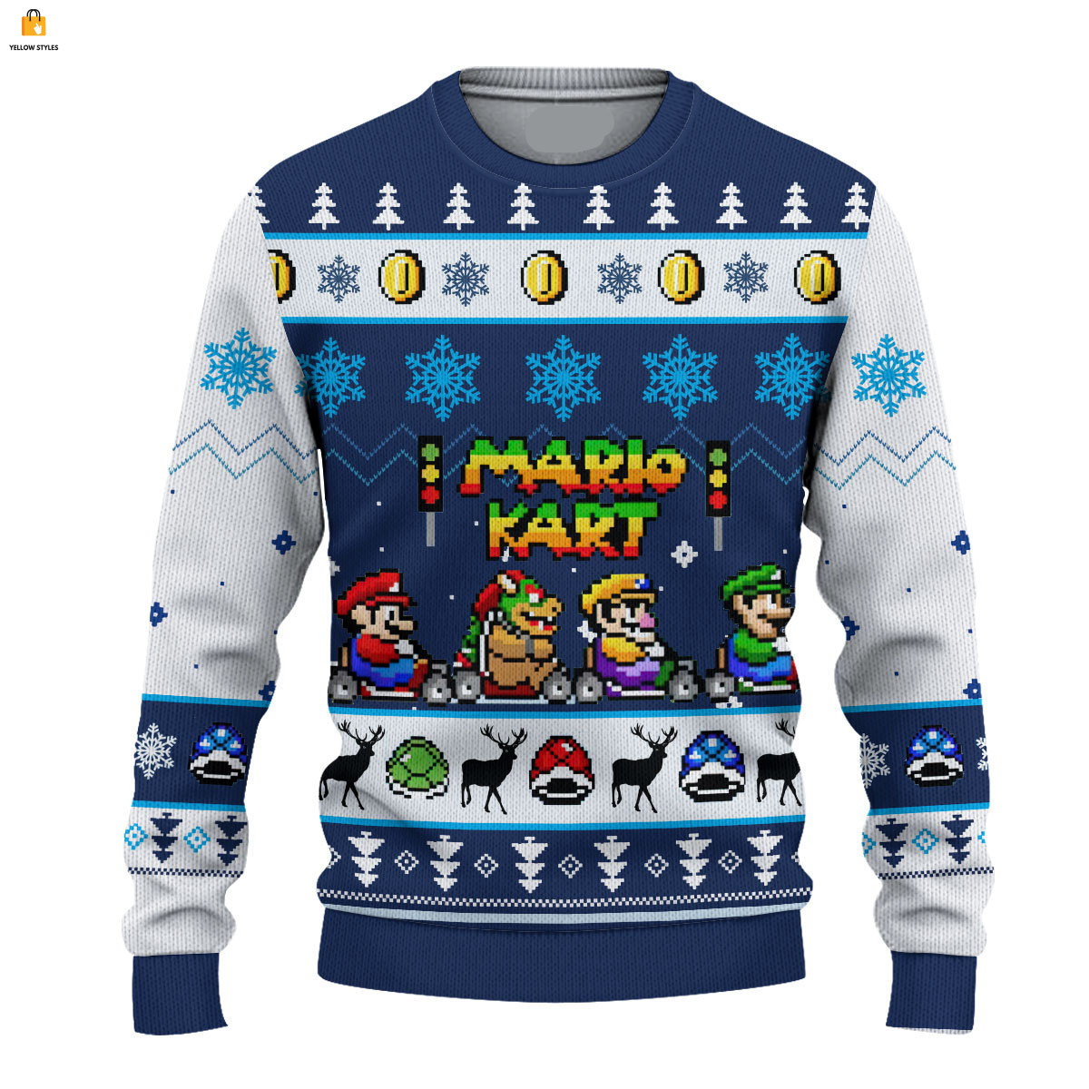 Mario Sweatshirt Mario Kart Competiton Sweatshirt White Blue Unisex Adults New Release