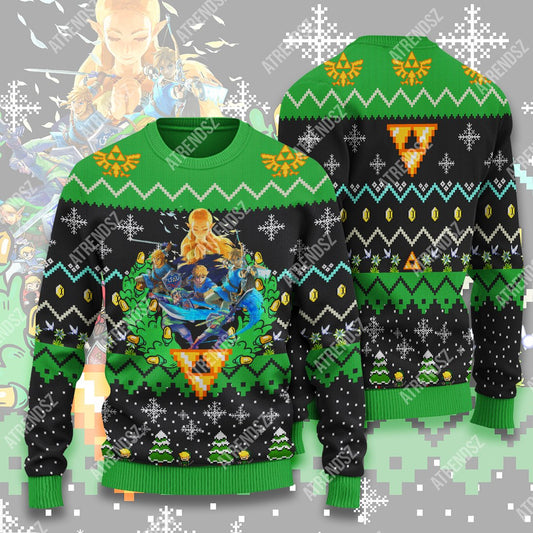 Unifinz Legend Of Zelda Sweater Breath Of The Wind Link Zelda Wreath Ugly Sweater Legend Of Zelda Ugly Sweater 2022