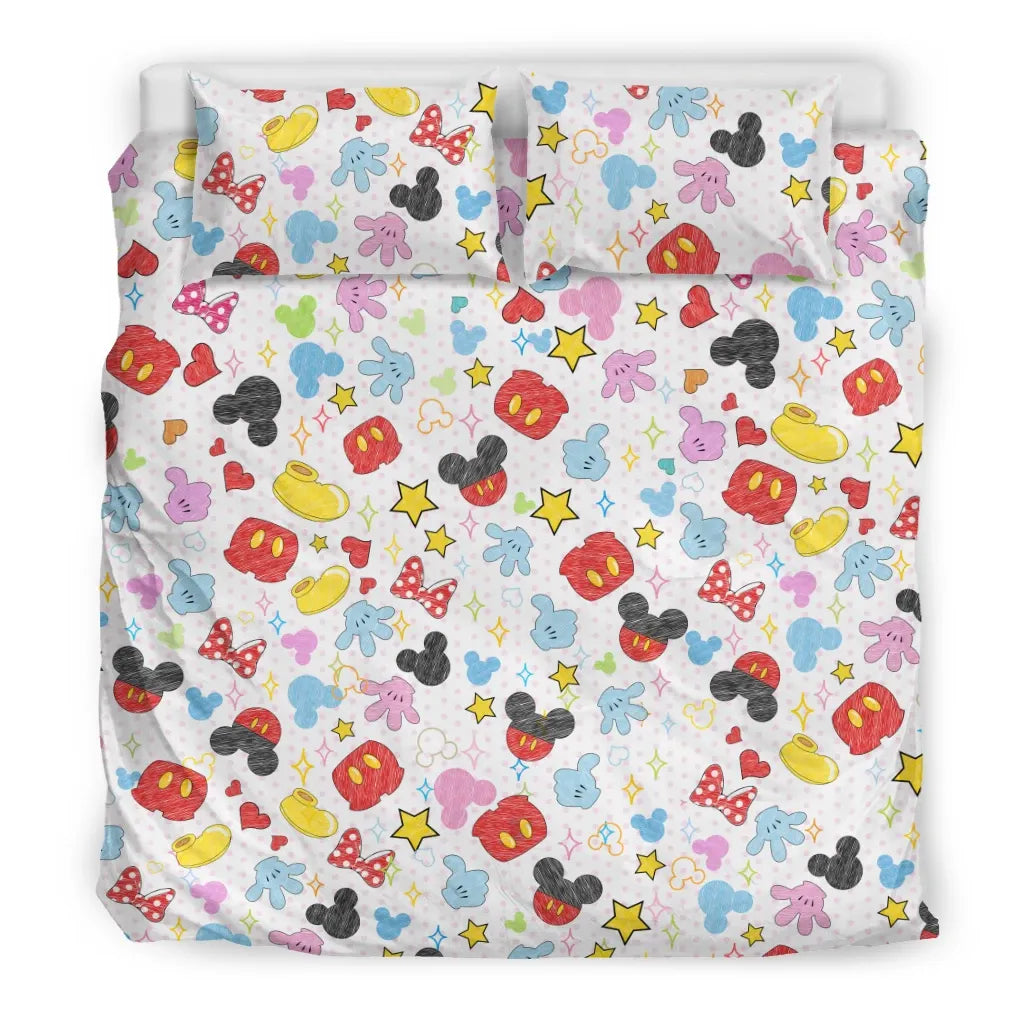 DN Bedding Set MM And Minnie Items Pattern Duvet Covers White Unique Gift