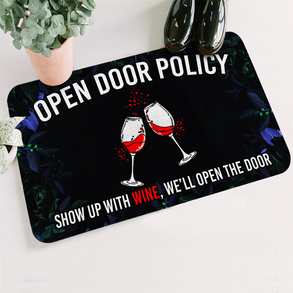 Open Door Policy Doormat - Wine Doormat