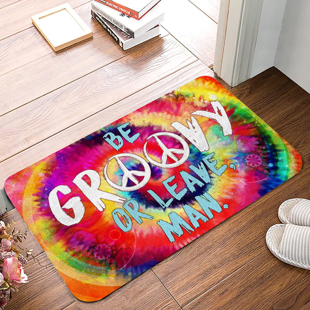 Unifinz Hippie Doormat Be Groovy Or Leave Man Hippie Doormat Awesome Hippie Mats Doormat 2025