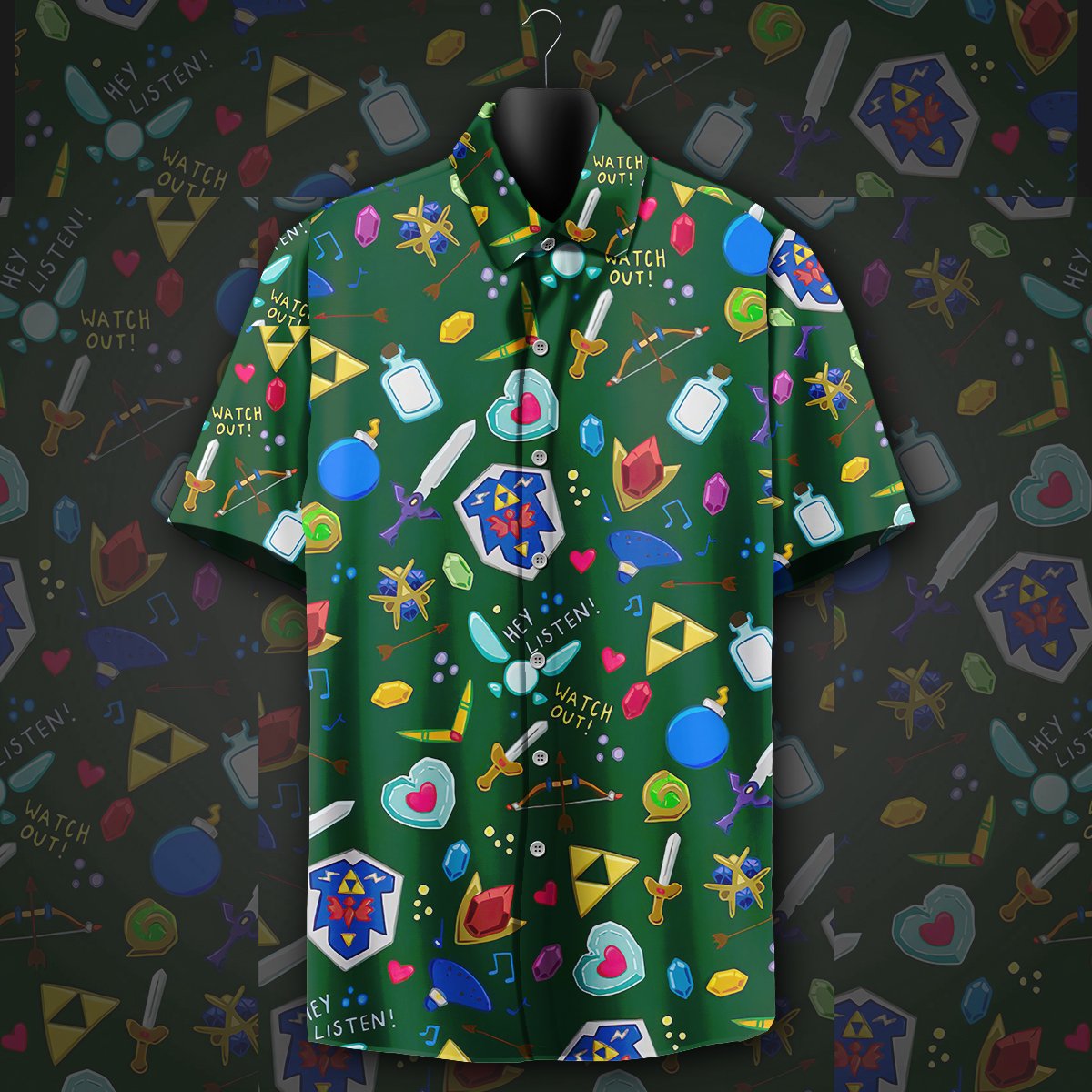 Unifinz Legend Of Zelda Aloha Shirt Watch Out Listen Game Items Pattern Hawaiian Shirt Legend Of Zelda Hawai Shirt 2022
