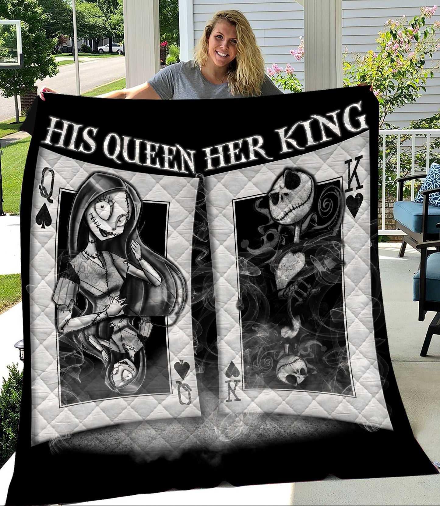 Unifinz TNBC Quilt His Queen Her King Jack and Sally Quilt Awesome TNBC Quilt 2023