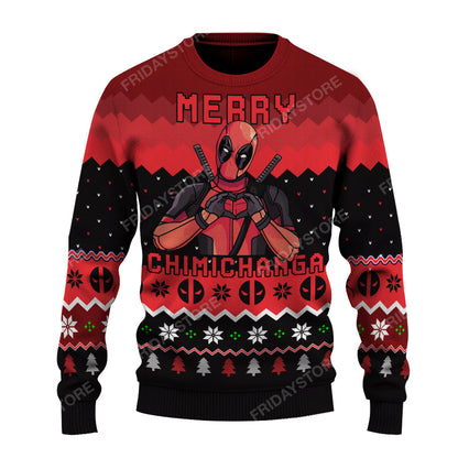 Unifinz MV Ugly Sweater DeadPool Merry Chimichanga Funny Christmas Sweater Cool High Quality Deadpool Sweater 2024