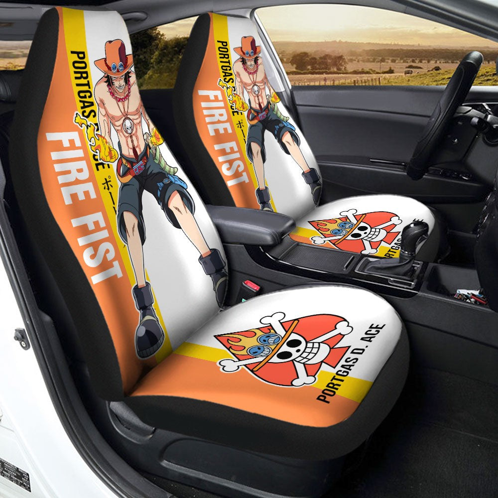 One Piece Car Seat Covers Portgas D Ace Fighting Pose Seat Covers