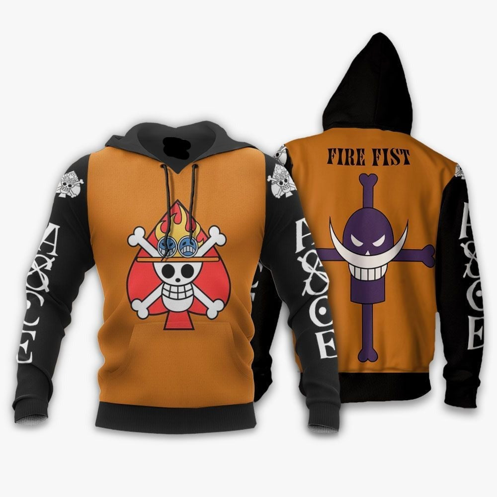 One Piece Hoodie ASCE Fire First Portgas D Ace Hoodie Black Brown Unisex