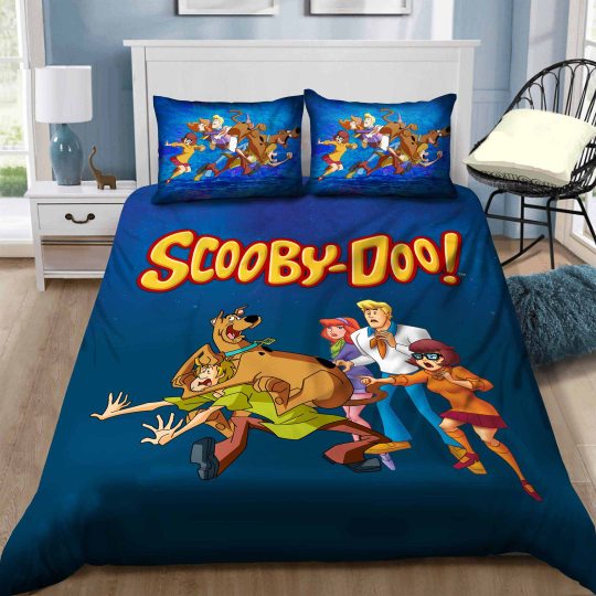Scooby Doo Bedding Set Scooby Doo And Shaggy Running Duvet Covers Blue Unique Gift