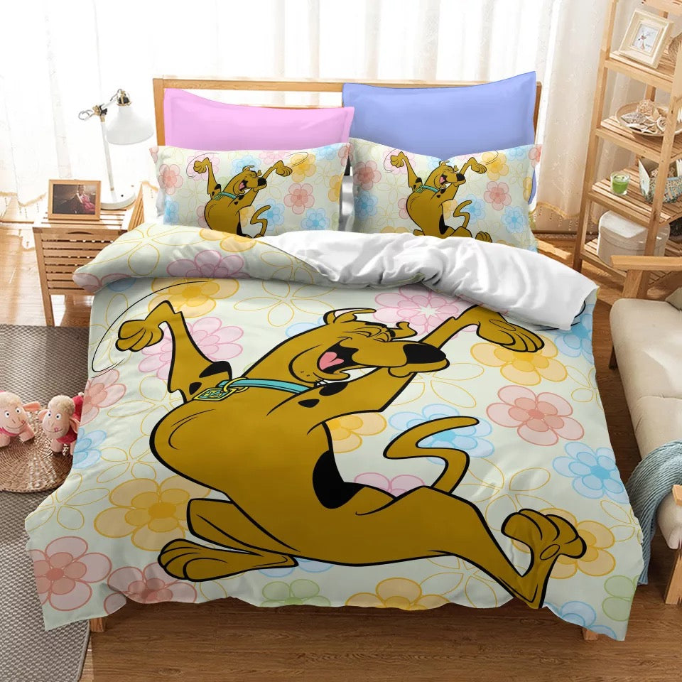 Scooby Doo Bedding Set Hsppy Scooby Doo With Flowers Duvet Covers Colorful Unique Gift