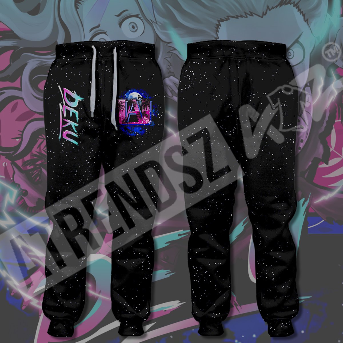 My Hero Academia Pants Deku Black Galaxy My Hero Academia Logo Jogger