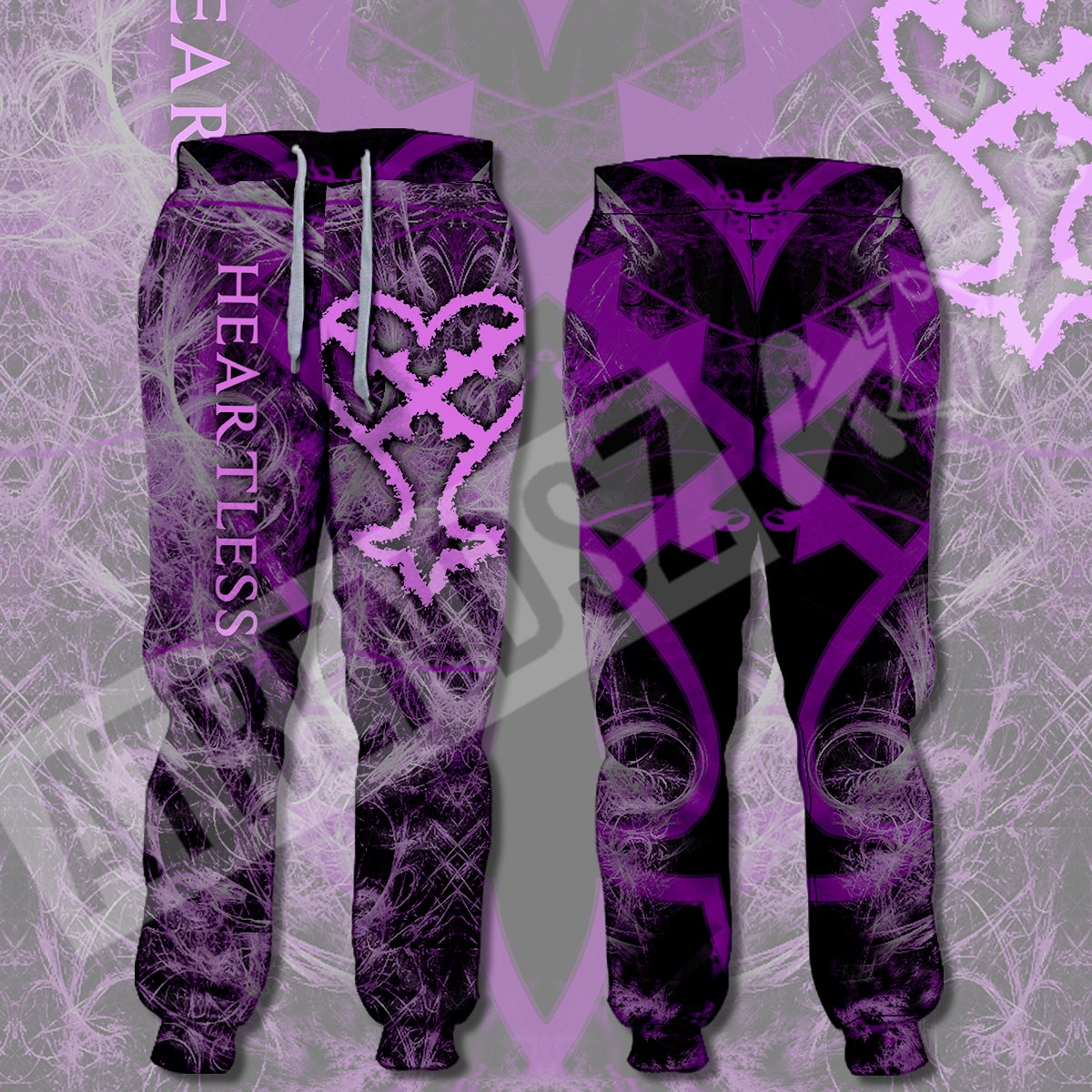 Kingdom Hearts Pants Heartless Purple Black Jogger