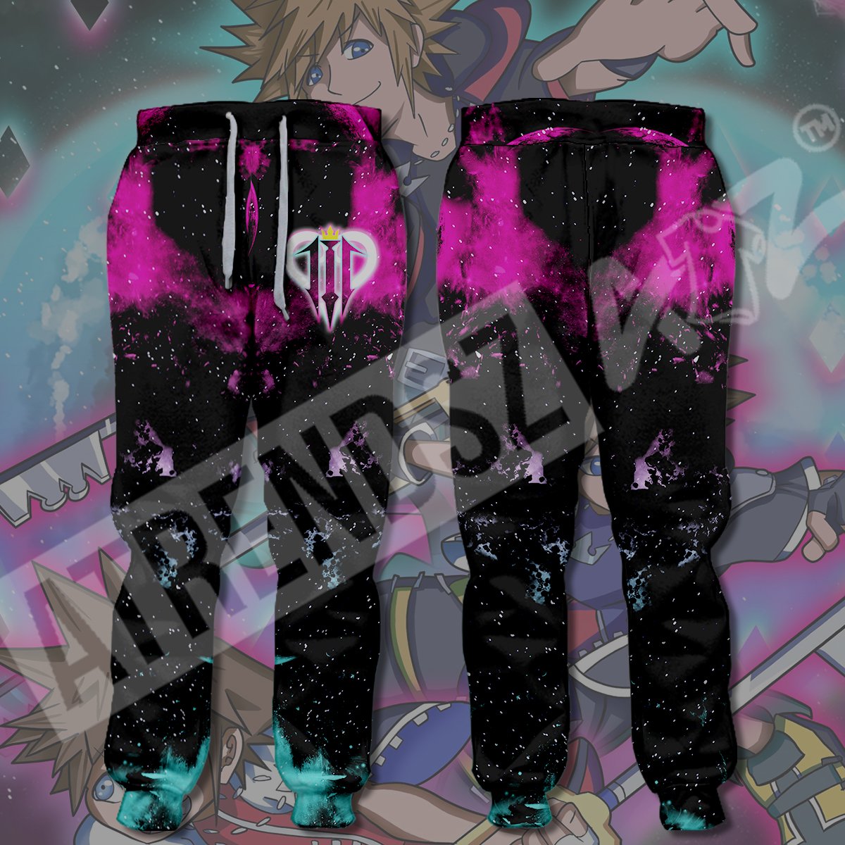 Kingdom Hearts Pants Kingdom Hearts 3 Logo Purple Black Blue Jogger