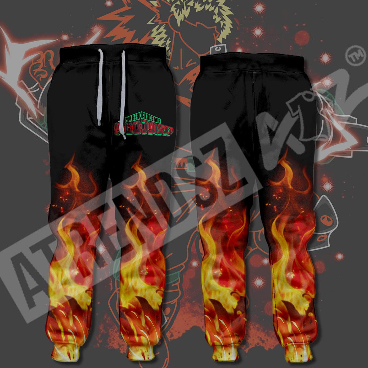 My Hero Academia Pants Fire Black Boku No Hero Academia Logo Jogger