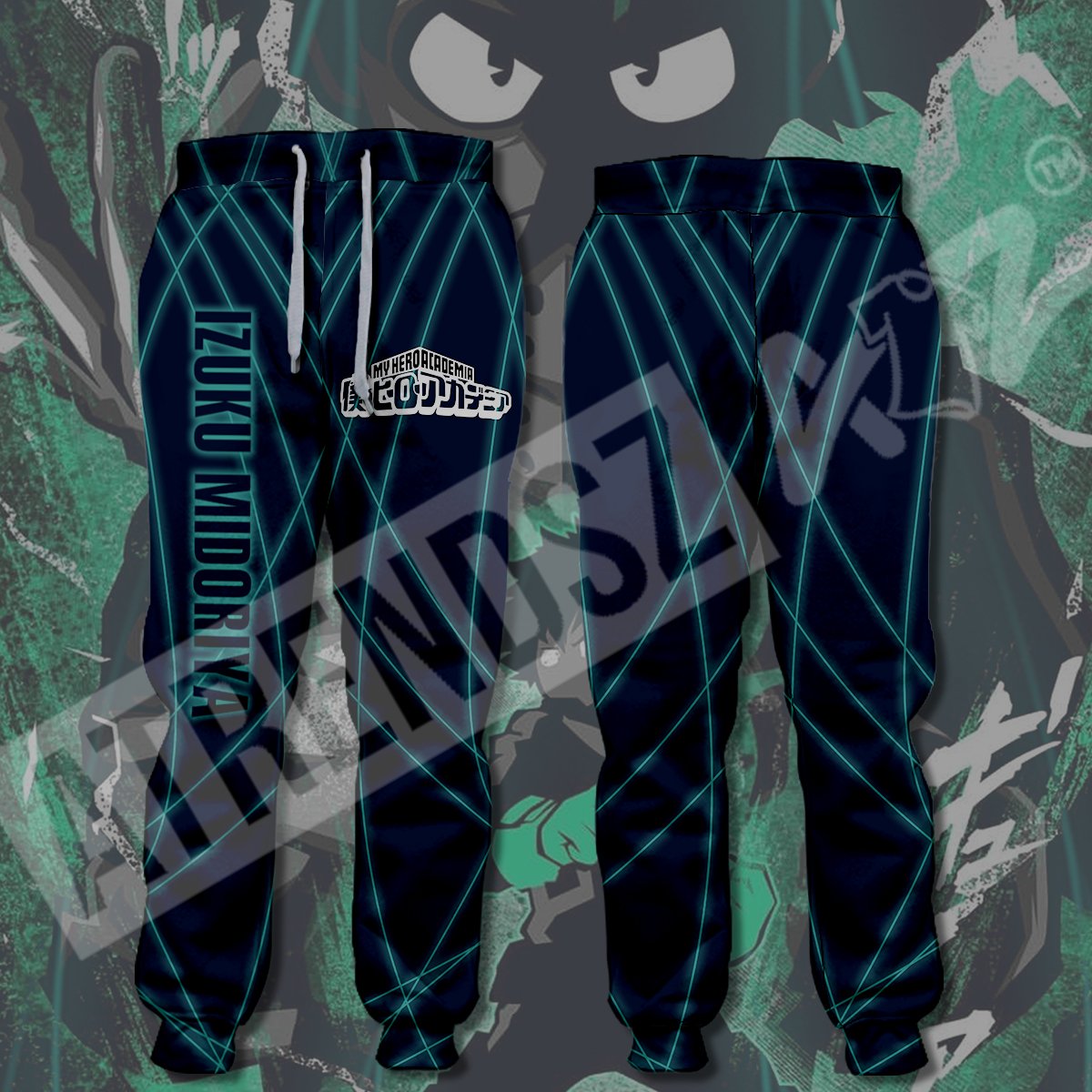 My Hero Academia Pants Midoriya Izuku Green Black Boku No Hero Academia Logo Jogger