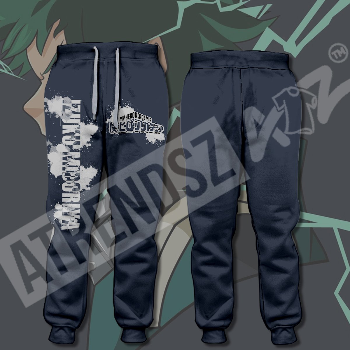 My Hero Academia Pants Midoriya Izuku Black My Hero Academia Logo Jogger