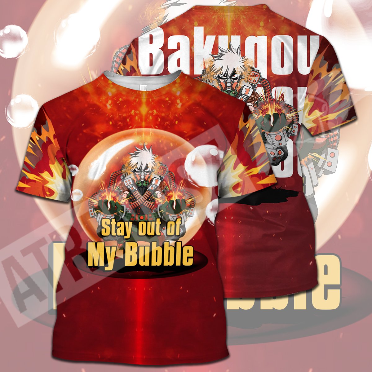 My Hero Academia T-shirt Bakugou Stay Out Of My Bubble Red T-shirt Hoodie Adult Full Print