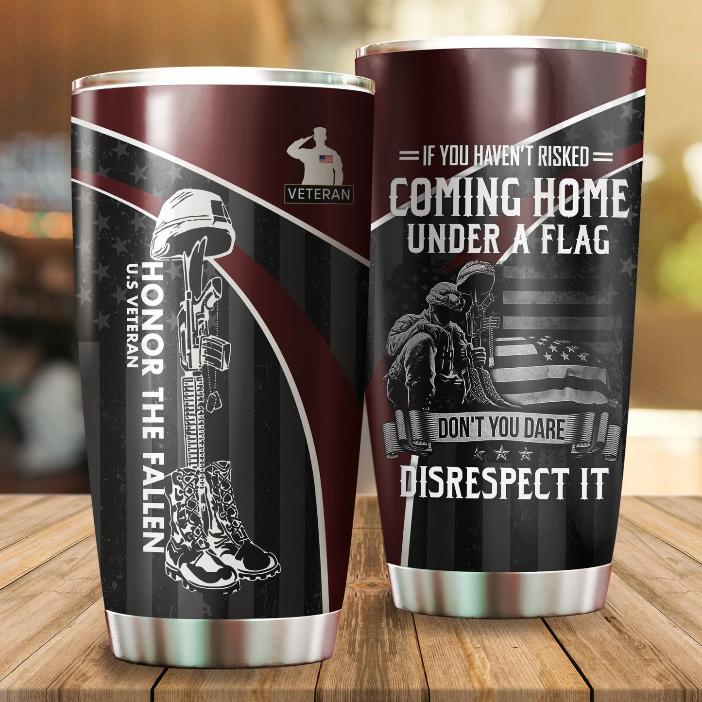 Unifinz Veteran Tumbler Cups 20 oz Honor The Fallen Coming Home Under A Flag Soldier Tumbler 20 oz Military Tumbler 2023