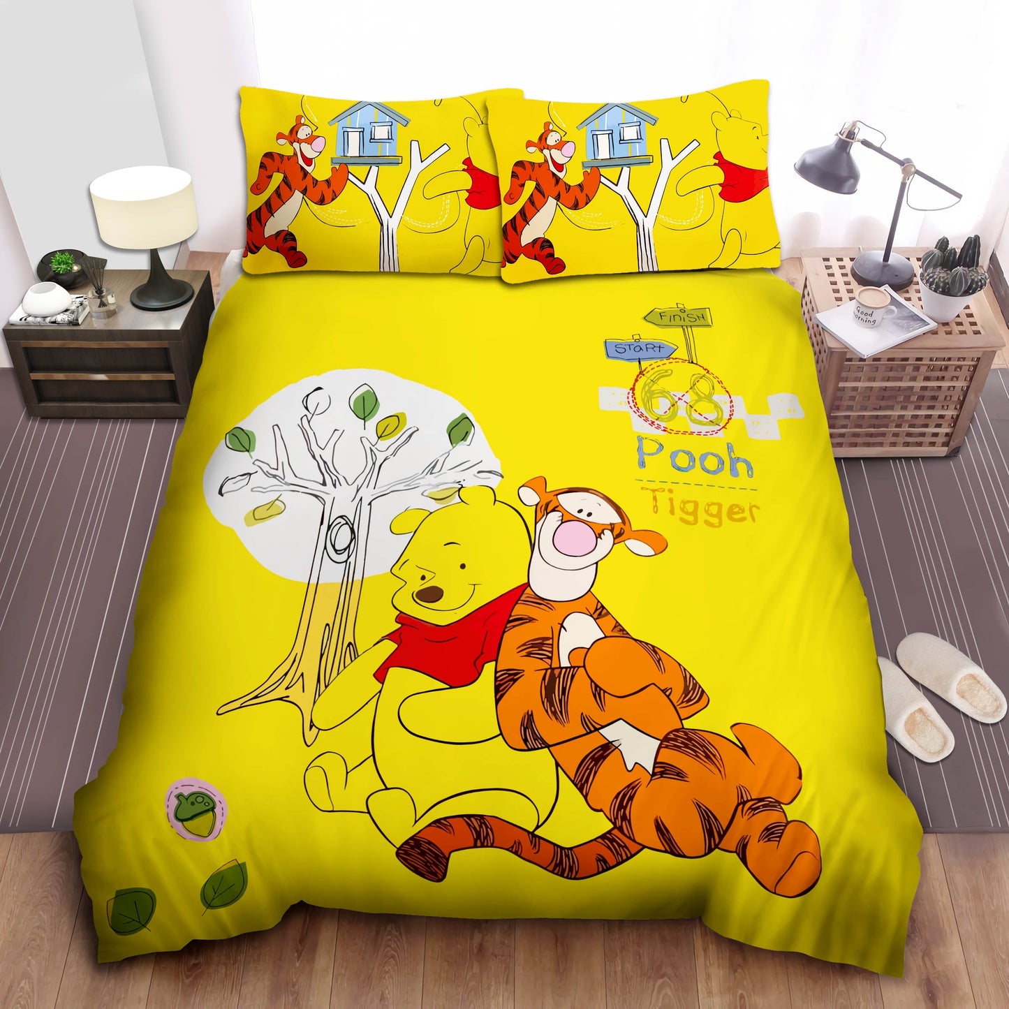 WTP Bedding Set DN Tigger And Pooh Graphic Duvet Covers Yellow Unique Gift