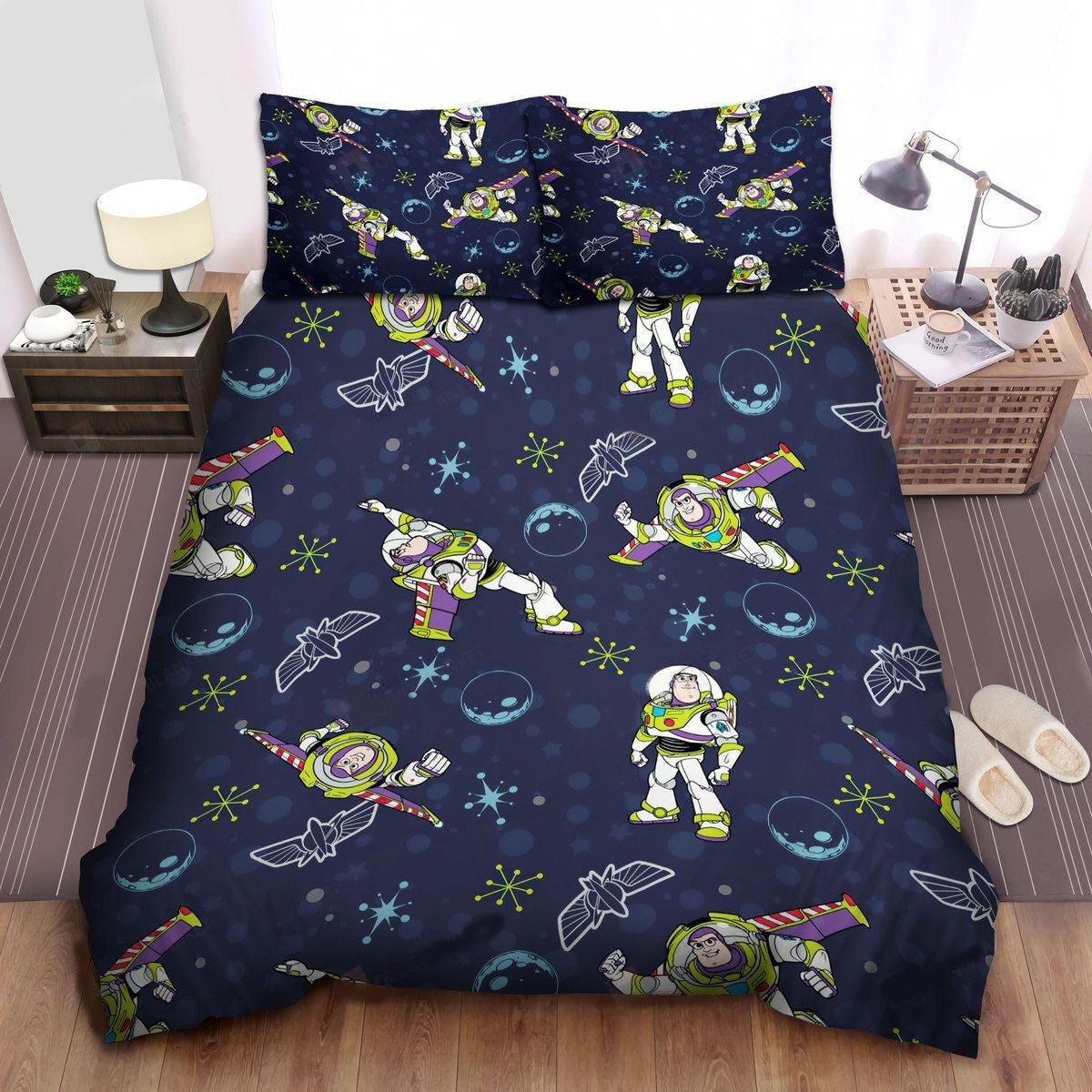 Toy Story Bedding Set DN Buzz Lightyear In Space Pattern Duvet Covers Dark Blue Unique Gift