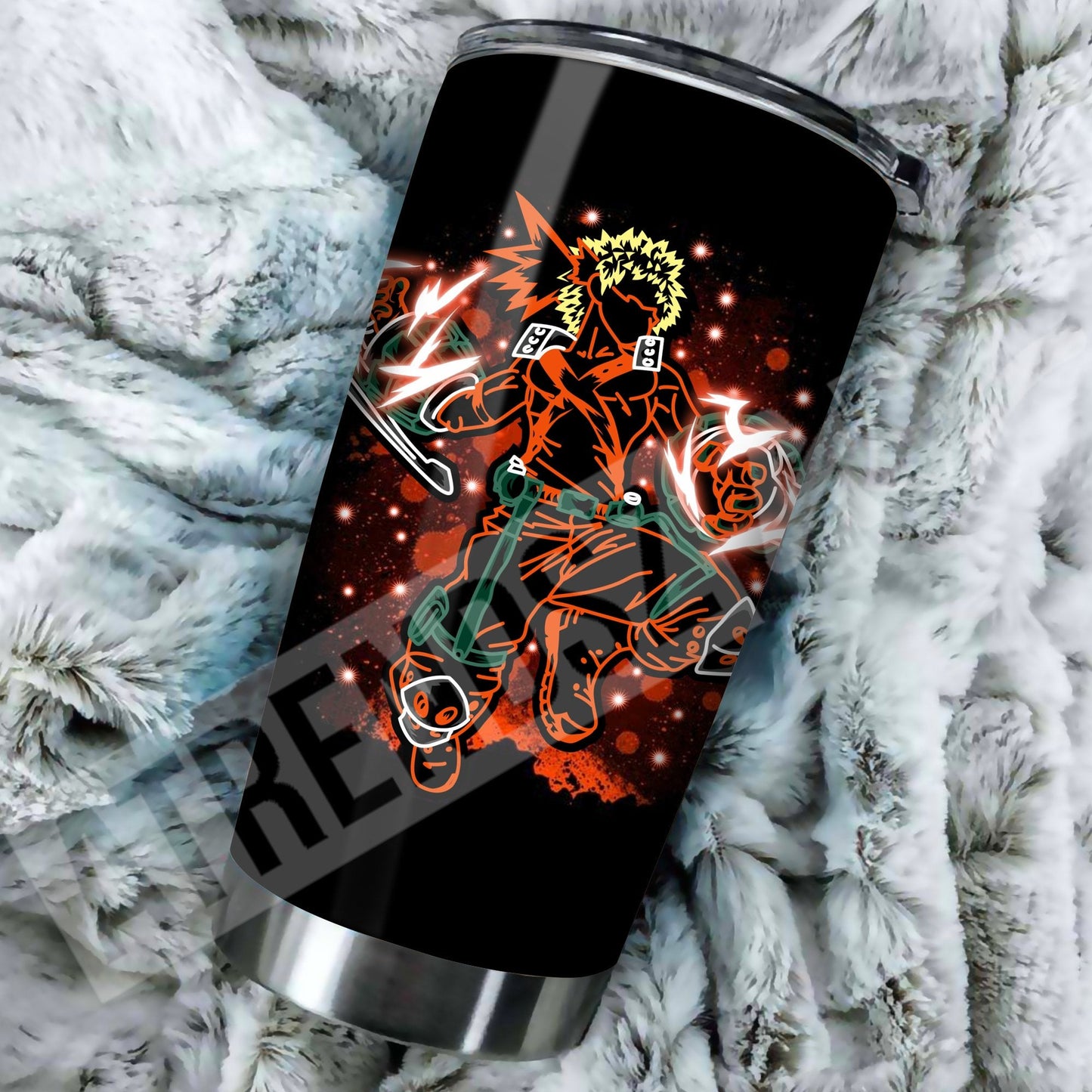 My Hero Academia Tumbler Bakugo Orange Black Tumbler Cup Travel Mug For Anime Fan